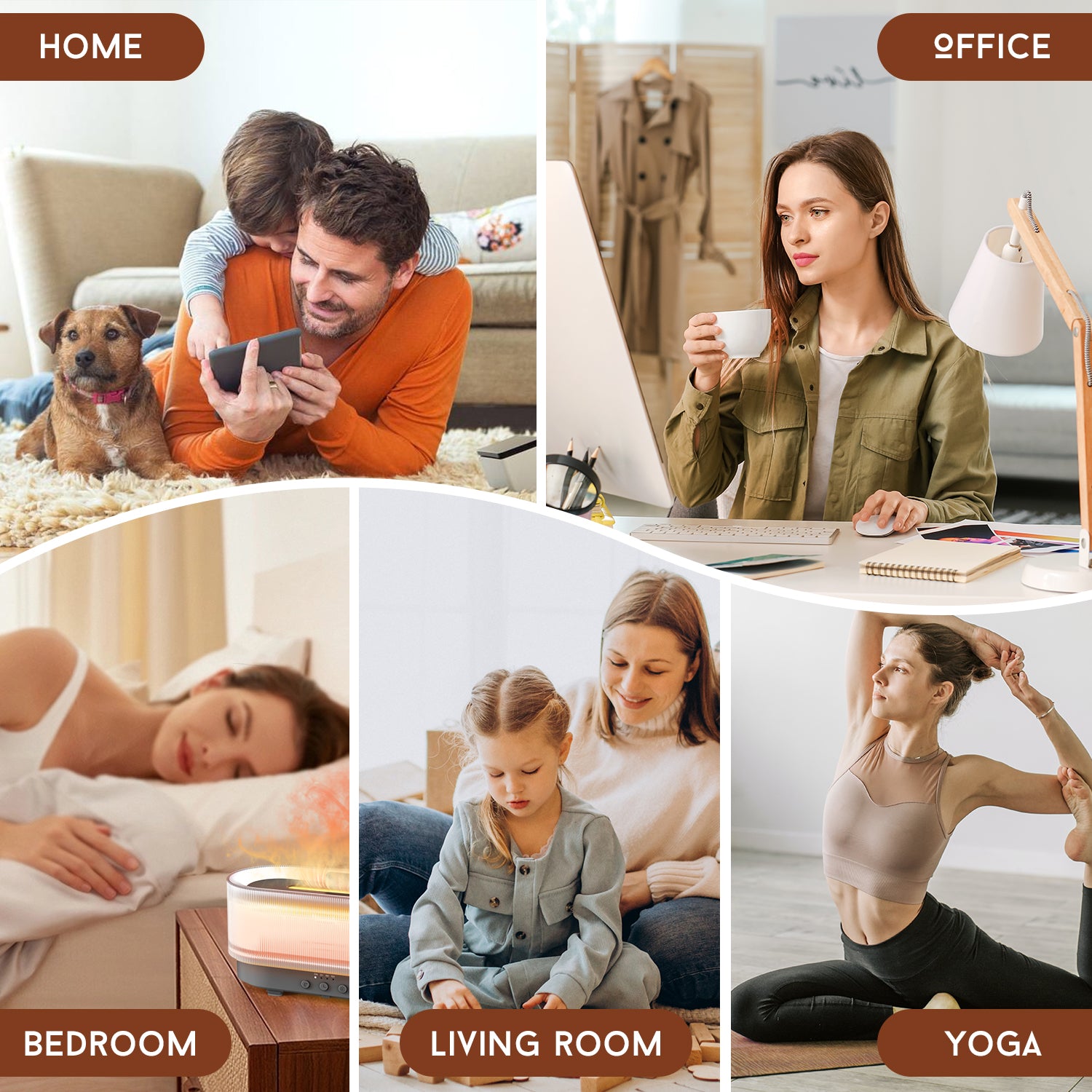 Flame Effect Essential Oil Diffuser | 300ML Aroma Humidifier with LED Firelight & Auto Shut-Off | Quiet, Portable by vitaAsana