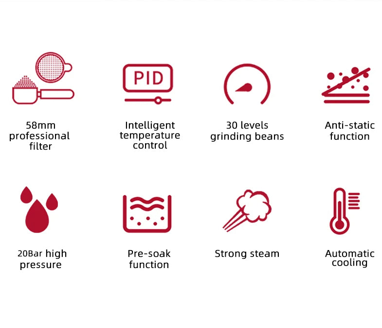 20Bar Espresso Coffee Machine | Bean to Cup | Built-In Grinder & Milk Frother | Touchscreen | Dual Boiler | Home Barista Maker