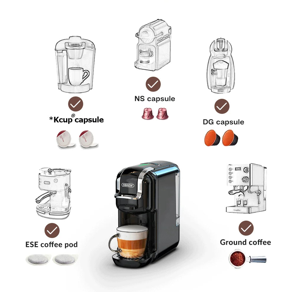 5-in-1 Coffee Maker Compatible with Nespresso®, K-Cup®, Dolce Gusto®, ESE & Ground | 20-Bar Pump | Hot & Iced, Slim Design