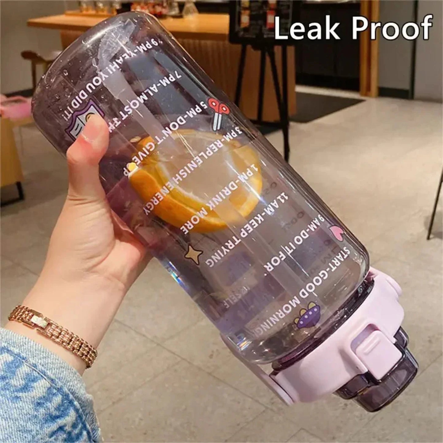 68 oz Motivational Water Bottle – 2 L Leak-Proof Sports Jug with Straw, Time Marker & Flip-Top Lid, BPA-Free