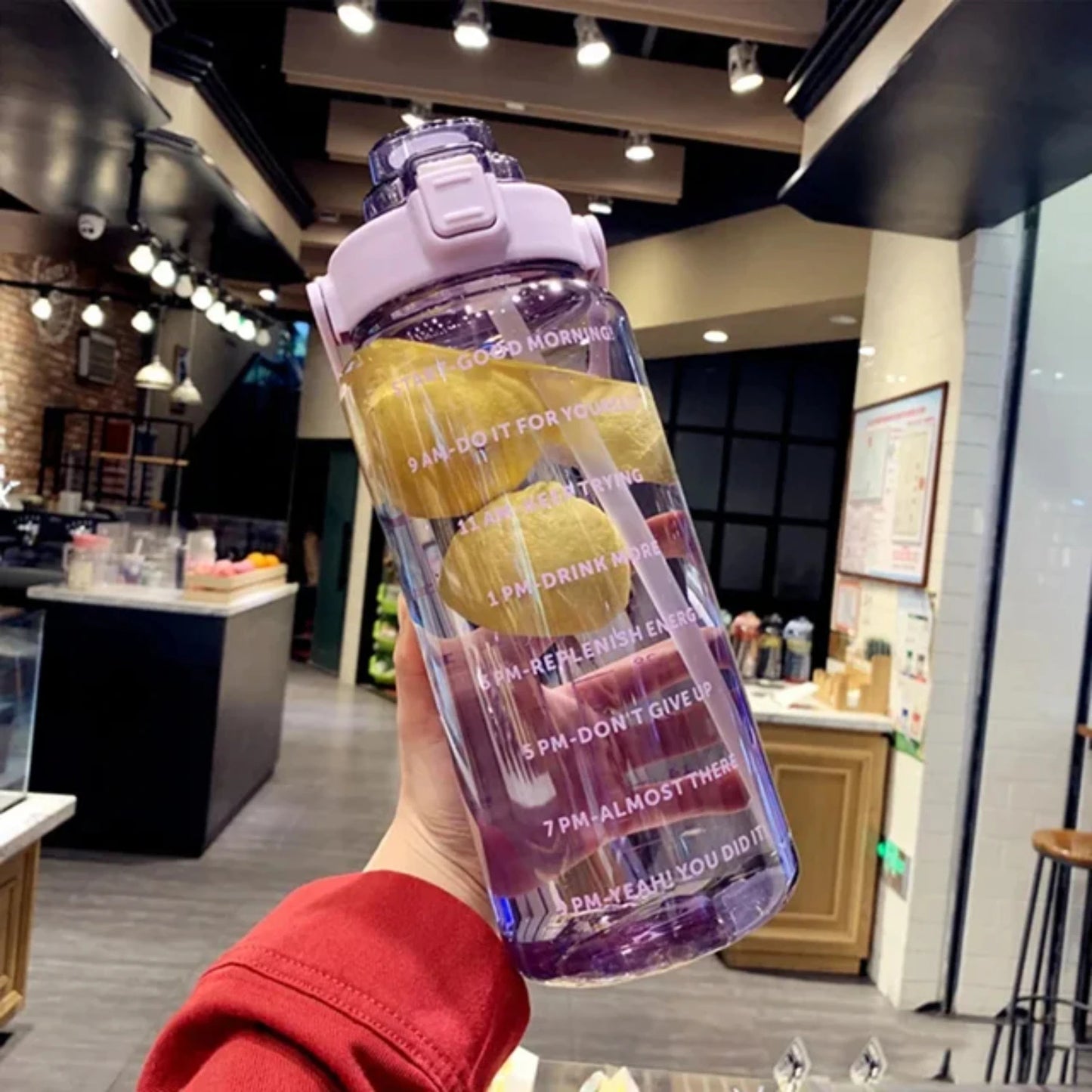 68 oz Motivational Water Bottle – 2 L Leak-Proof Sports Jug with Straw, Time Marker & Flip-Top Lid, BPA-Free
