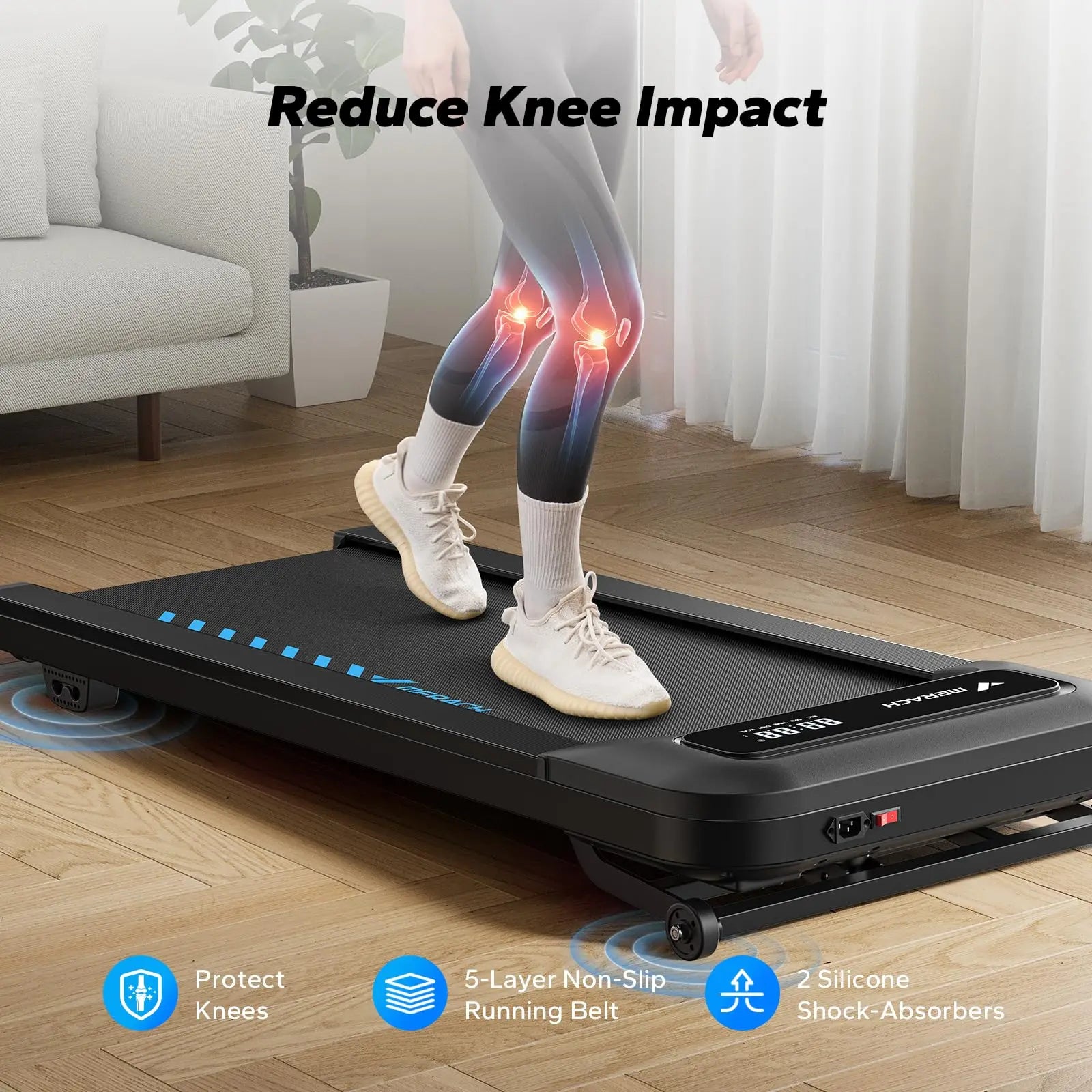 Under Desk Walking Pad Treadmill | 2.5HP Quiet Motor | 9% Electric Incline | Bluetooth App + Remote