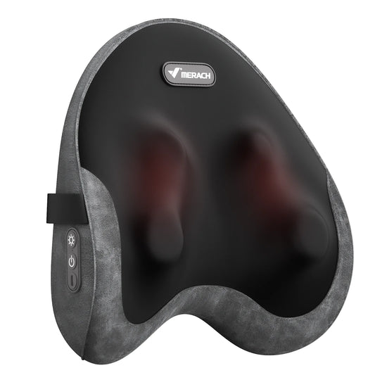Lumbar Support Pillow | Heated Memory Foam Back Support with 4 Shiatsu Massage Heads for Office Chair, Car, Bed or Sofa Black