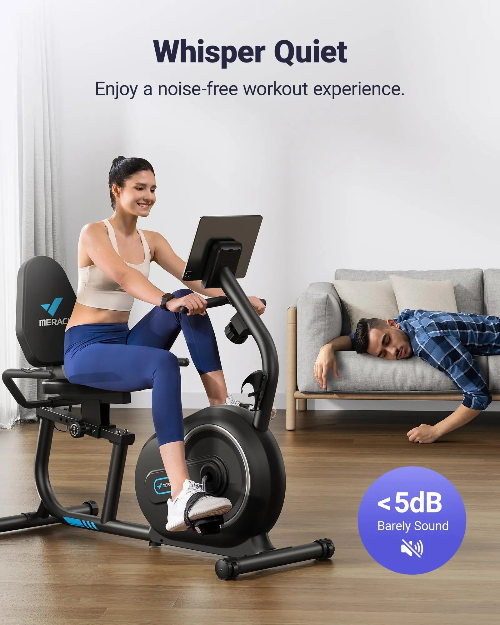 Recumbent Exercise Bike | Smart Bluetooth Magnetic Bike with LCD, Heart Rate Monitor, 8 Resistance Levels, App Connectivity for Home Fitness