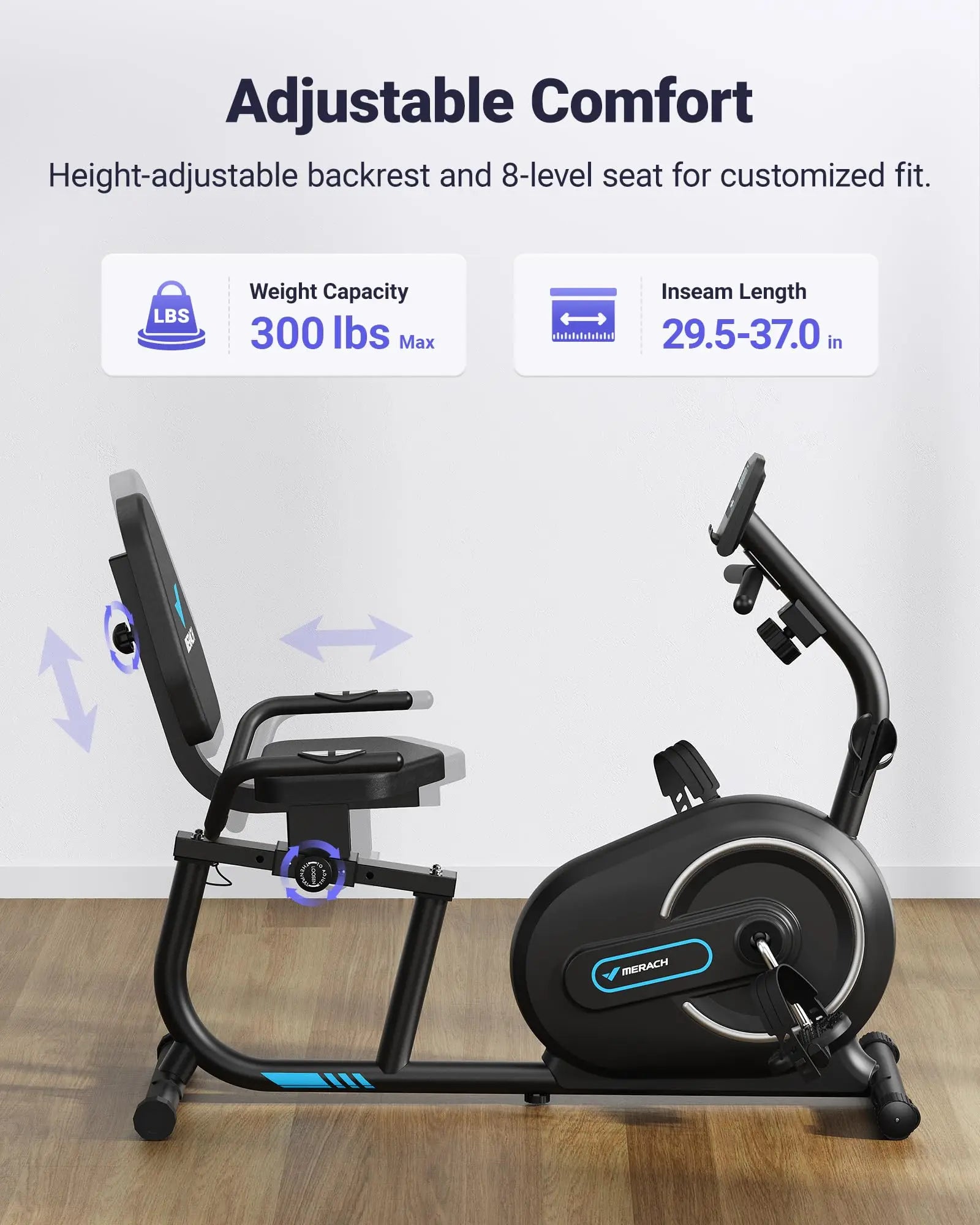 Recumbent Exercise Bike | Smart Bluetooth Magnetic Bike with LCD, Heart Rate Monitor, 8 Resistance Levels, App Connectivity for Home Fitness