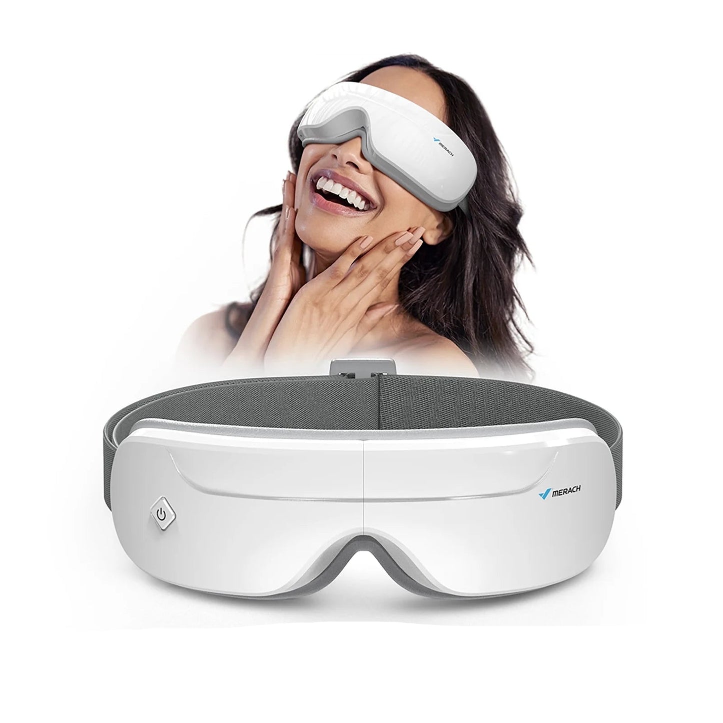 Heated Eye Massager for Eye Strain Relief | Warm Compress, Air Pressure, Bluetooth Music, Foldable Design