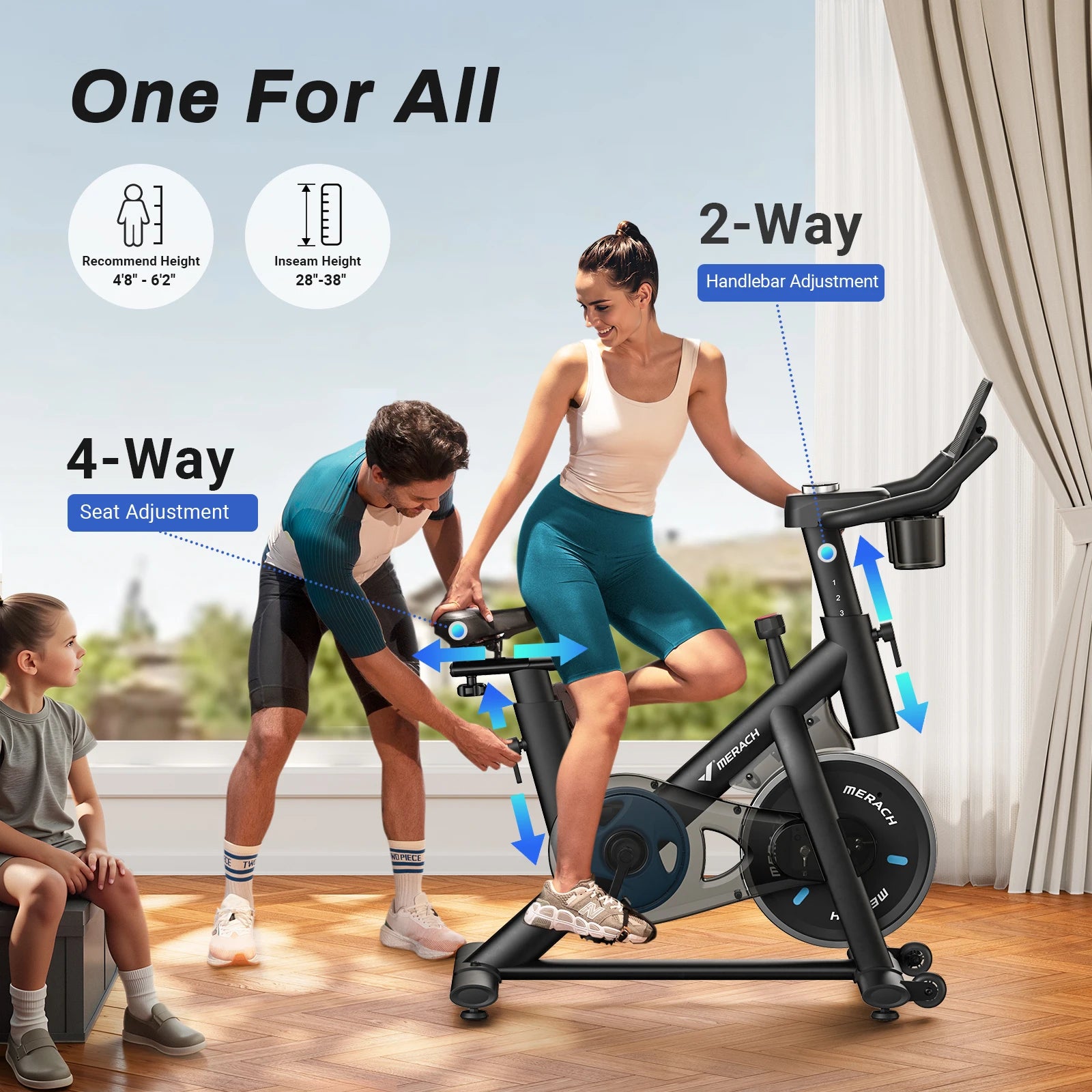 Smart Indoor Exercise Bike | Ultra-Quiet Belt Drive | 15 lb Flywheel | App Sync + 300 lb Capacity