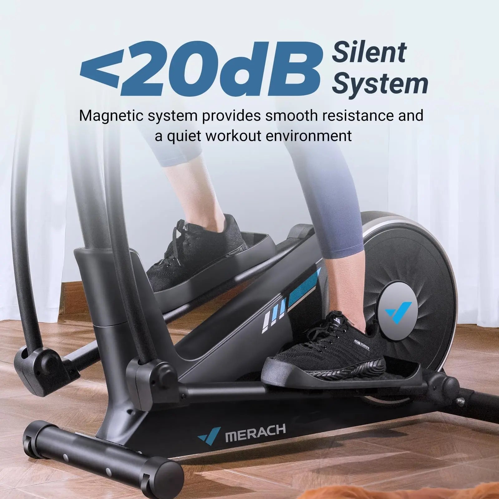 Quiet Elliptical Machine | 15.5″ Stride | 16-Level Resistance | App Sync with MERACH & Kinomap