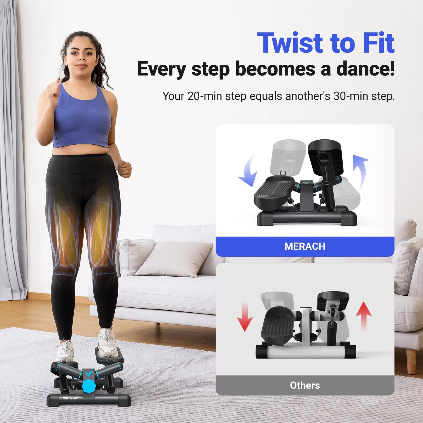 Premium Hydraulic Mini Twist Stepper | Quiet Compact Cardio Machine for Home Workouts | LCD Display & 330LB Capacity