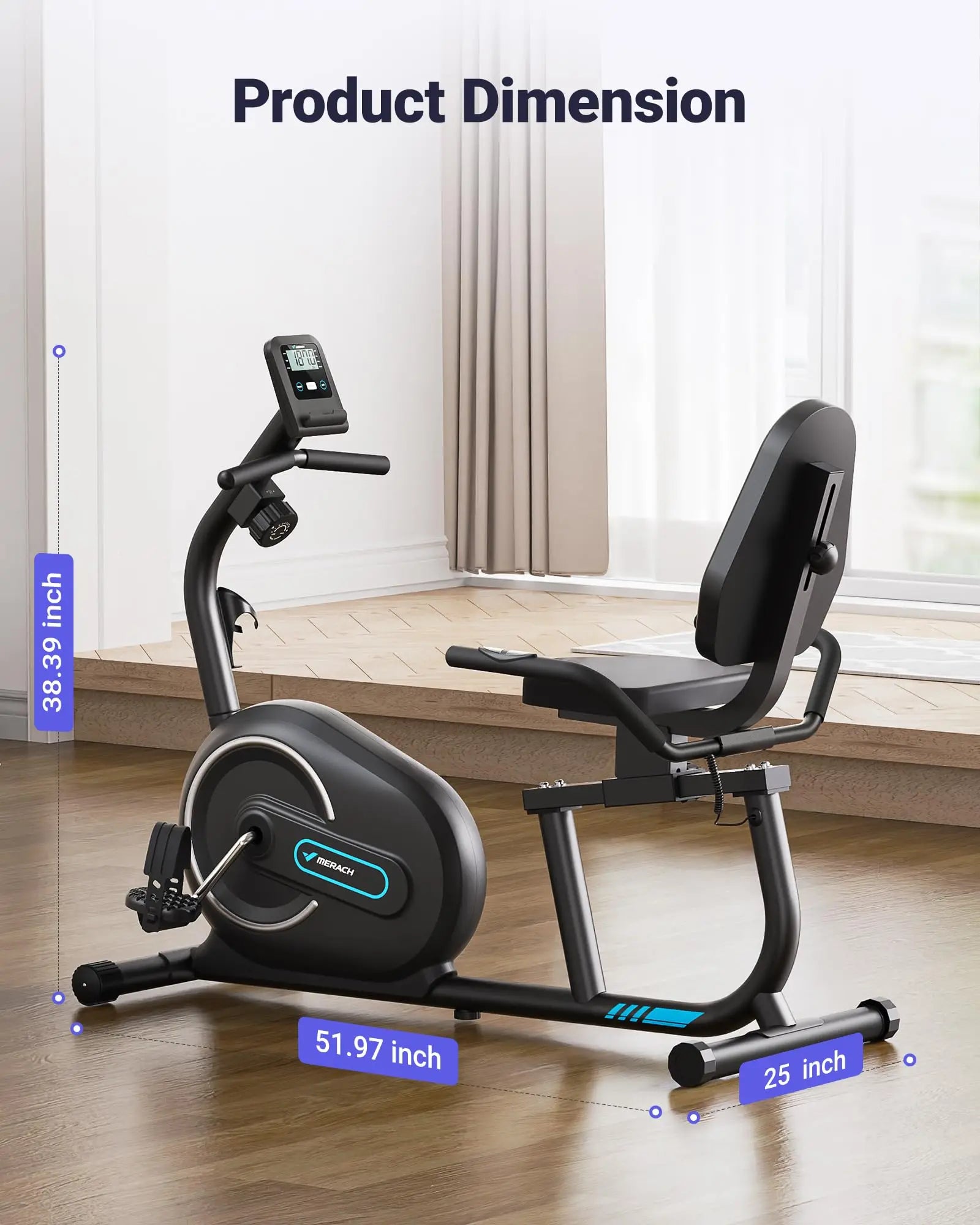 Recumbent Exercise Bike | Smart Bluetooth Magnetic Bike with LCD, Heart Rate Monitor, 8 Resistance Levels, App Connectivity for Home Fitness