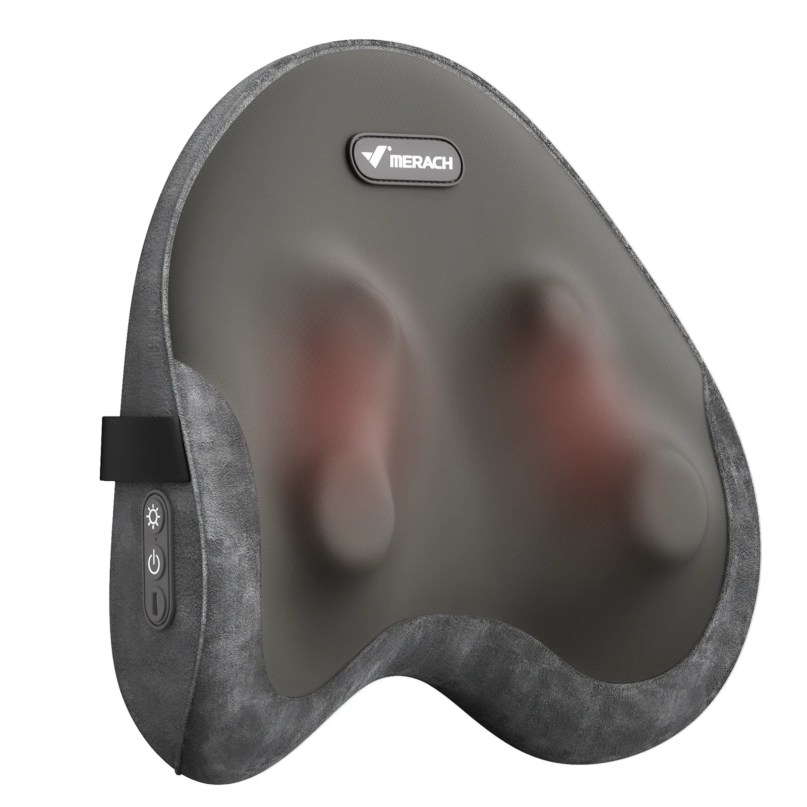 Lumbar Support Pillow | Heated Memory Foam Back Support with 4 Shiatsu Massage Heads for Office Chair, Car, Bed or Sofa Gray