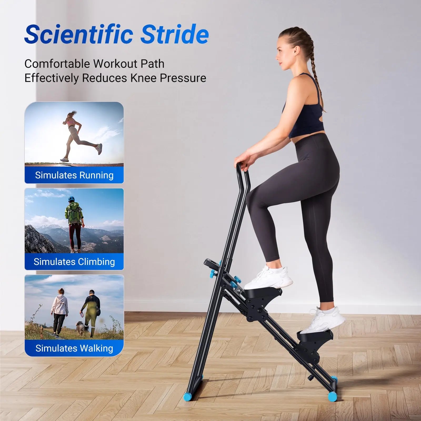 Vertical Climber Machine | Full-Body Stair Stepper Cardio Trainer | Compact Folding Home Gym Equipment | Adjustable Pedals & Handles | 300lb Capacity