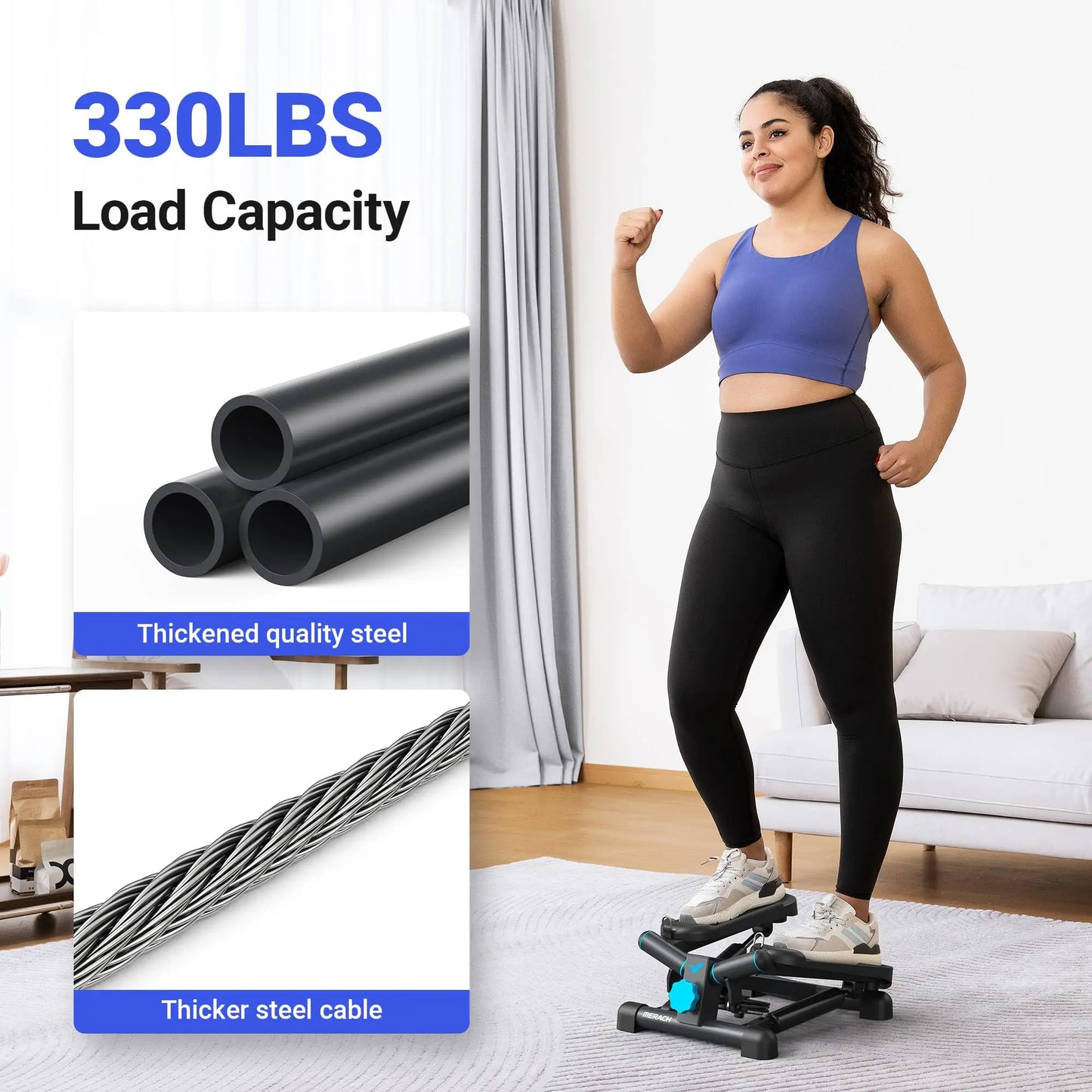 Premium Hydraulic Mini Twist Stepper | Quiet Compact Cardio Machine for Home Workouts | LCD Display & 330LB Capacity
