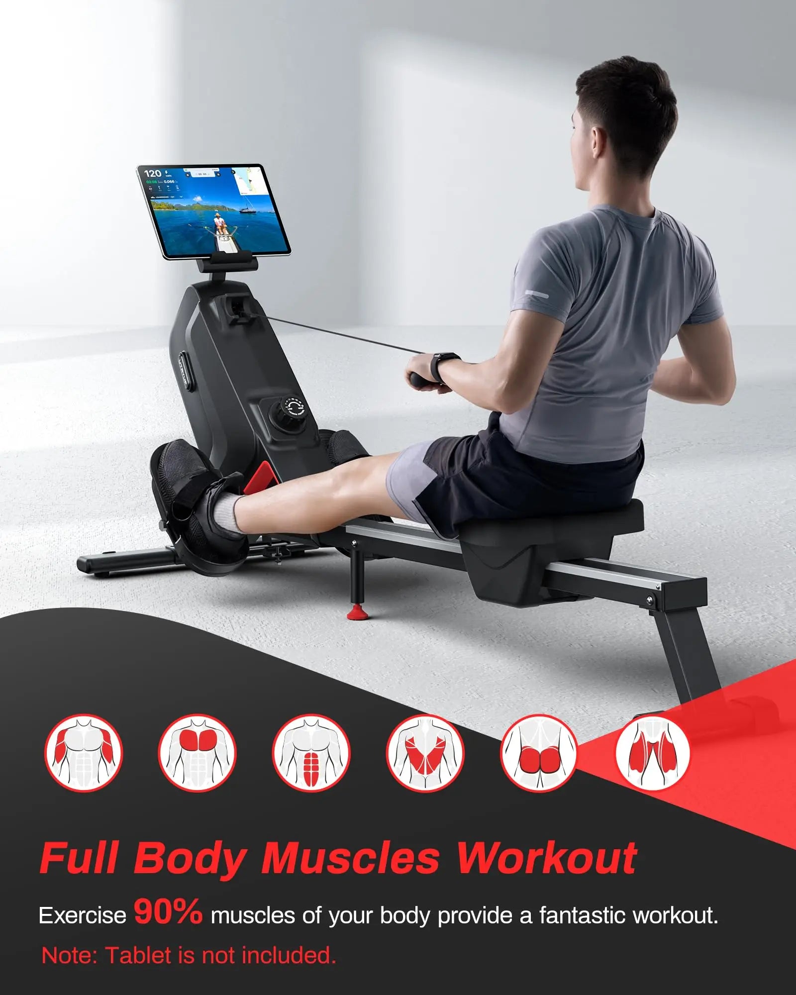 Magnetic Rowing Machine | Foldable Rower with 16 Resistance Levels, Bluetooth App, Quiet Operation | Full-Body Home Gym Cardio | 350LB Capacity