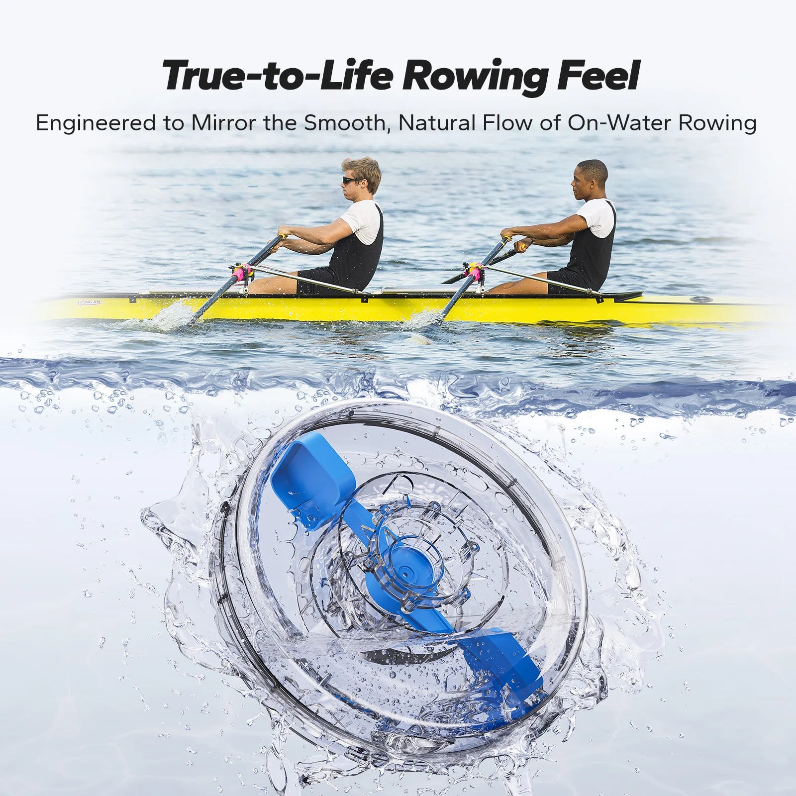 Water Rowing Machine | Foldable Solid Wood Row Machine, 400lbs Capacity, Leak-Proof Tank, Monitor & App Connected | Quiet Home Cardio Equipment