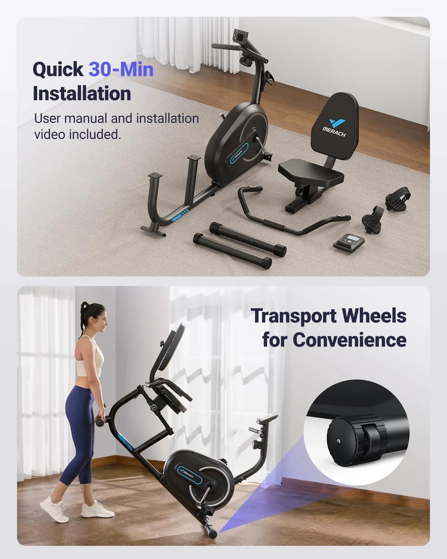 Recumbent Exercise Bike | Smart Bluetooth Magnetic Bike with LCD, Heart Rate Monitor, 8 Resistance Levels, App Connectivity for Home Fitness