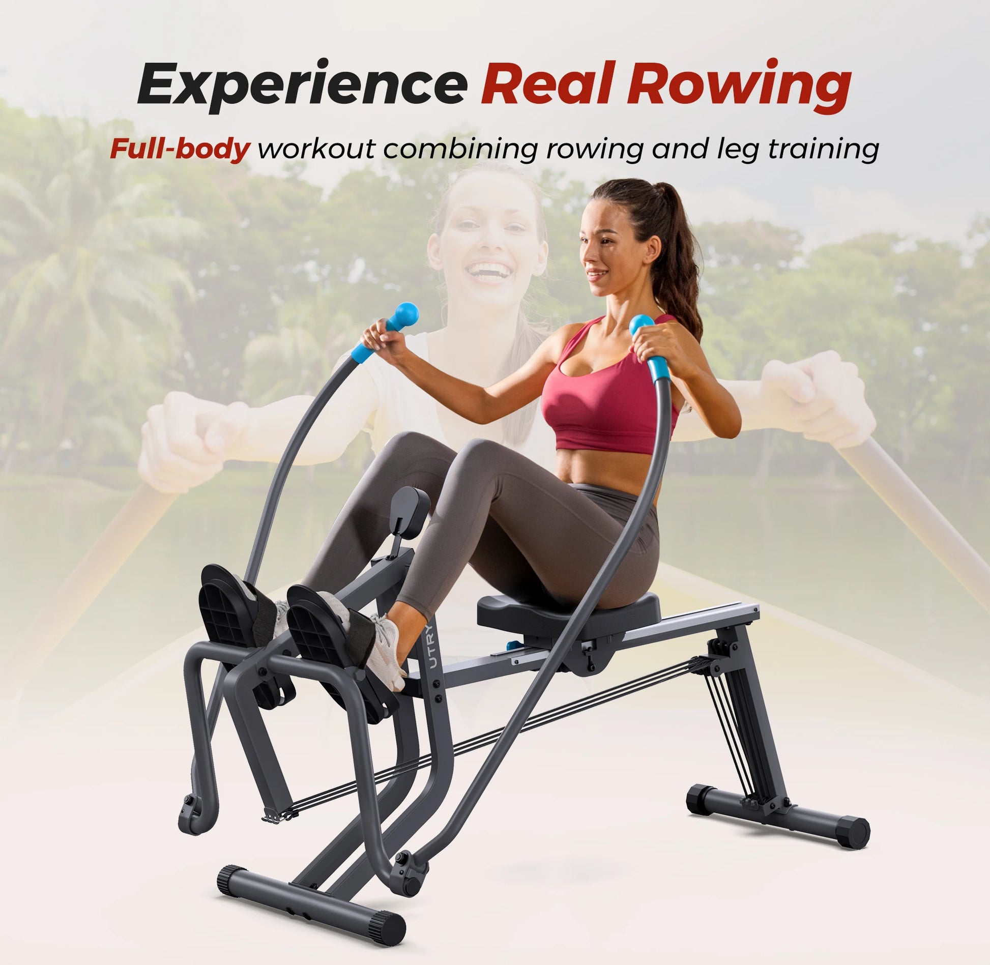 Sculls Rowing Machine | Compact Home Rower with Simulated 360° Paddle Motion, Ergonomic Seat, Adjustable Resistance, Real-Time Tracking