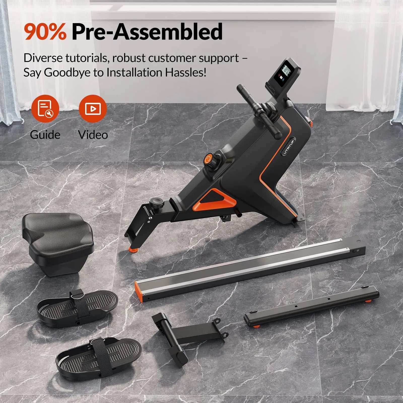 Magnetic Rowing Machine | Foldable Rower with 16 Resistance Levels, Bluetooth App, Quiet Operation | Full-Body Home Gym Cardio | 350LB Capacity