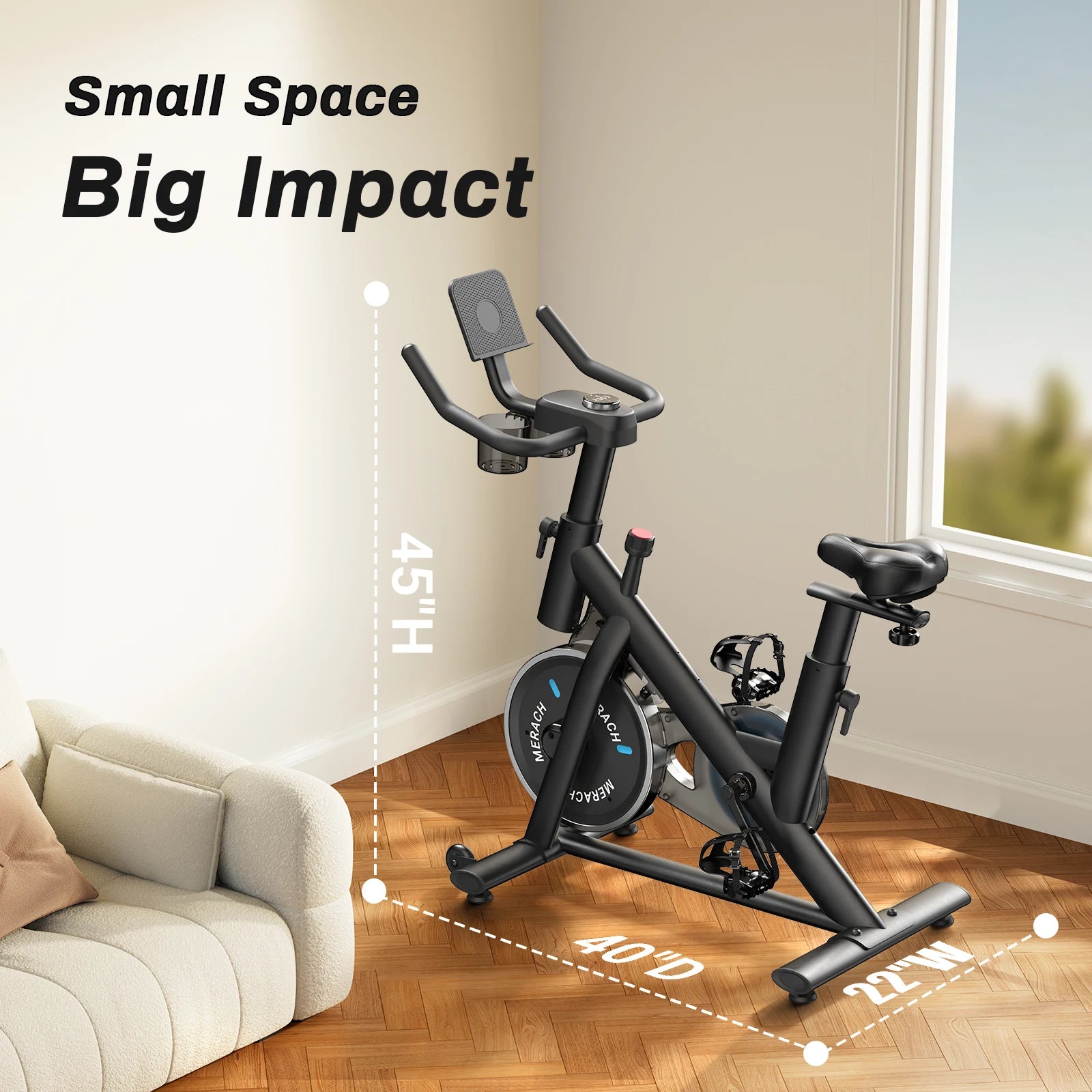 Smart Indoor Exercise Bike | Ultra-Quiet Belt Drive | 15 lb Flywheel | App Sync + 300 lb Capacity