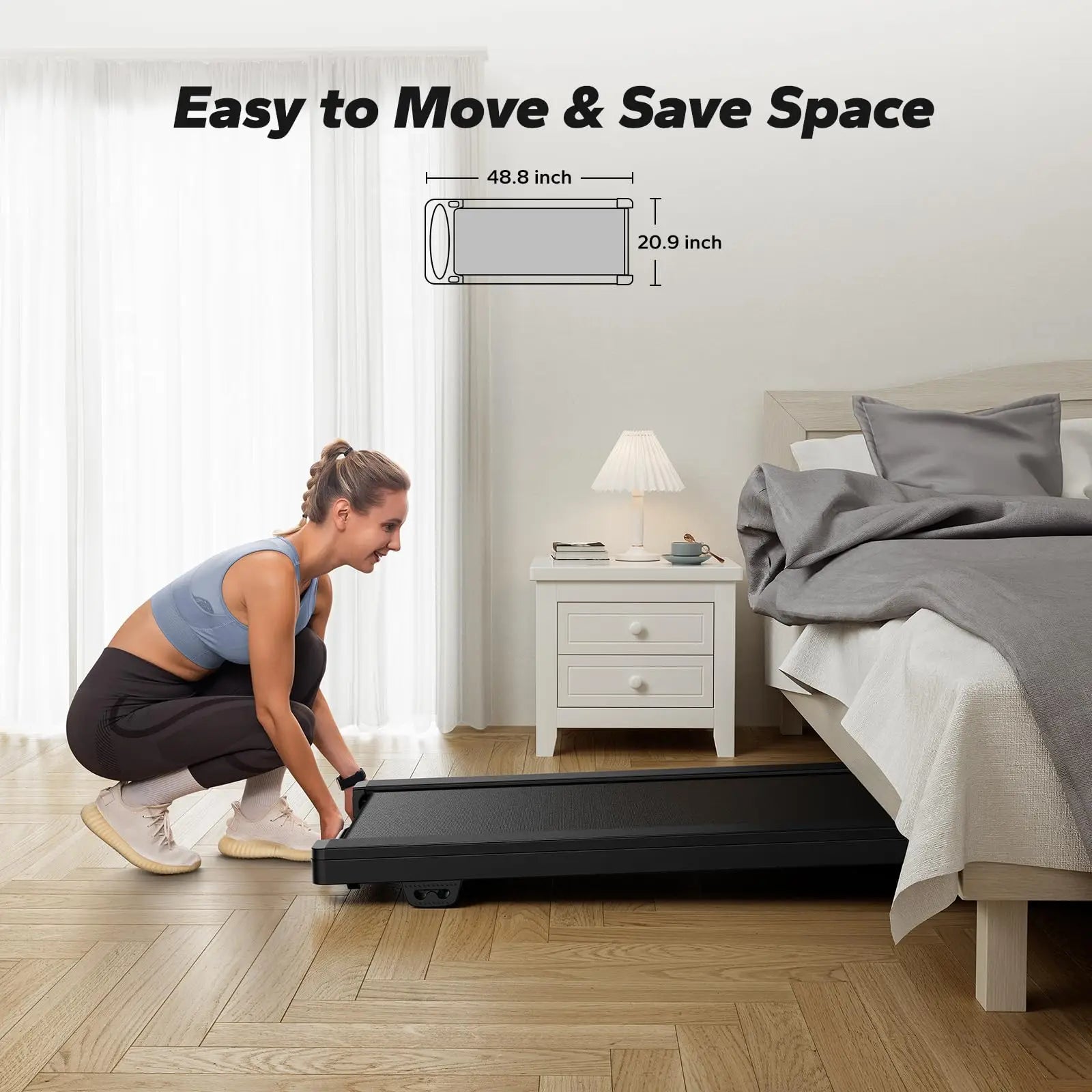 Under Desk Walking Pad Treadmill | 2.5HP Quiet Motor | 9% Electric Incline | Bluetooth App + Remote