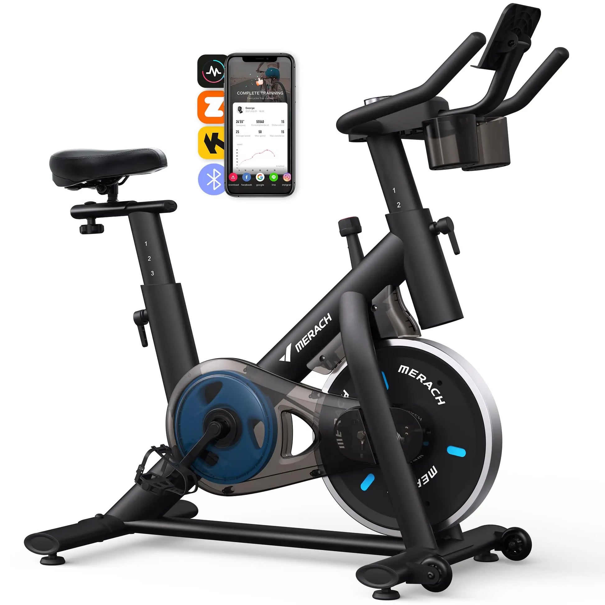 Smart Indoor Exercise Bike | Ultra-Quiet Belt Drive | 15 lb Flywheel | App Sync + 300 lb Capacity