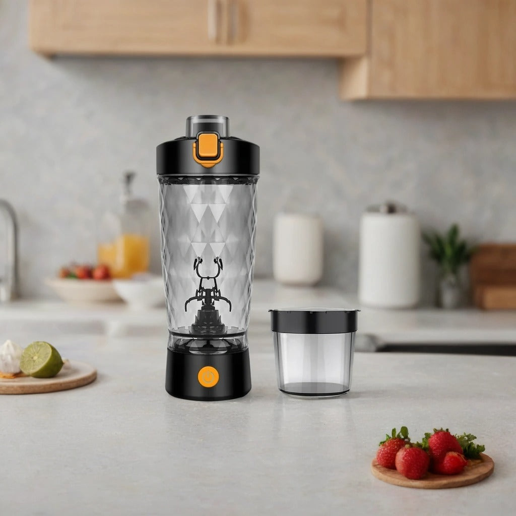 Electric Protein Shaker Bottle | 7500RPM USB Rechargeable Mixer for Smooth Shakes, Coffee & More | Self-Cleaning & Portable Design Black