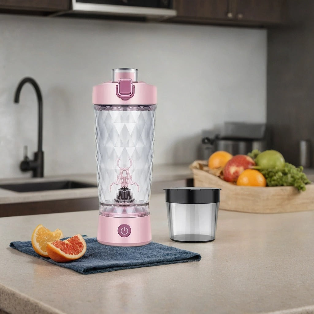 Electric Protein Shaker Bottle | 7500RPM USB Rechargeable Mixer for Smooth Shakes, Coffee & More | Self-Cleaning & Portable Design Pink