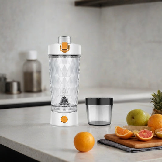 Electric Protein Shaker Bottle | 7500RPM USB Rechargeable Mixer for Smooth Shakes, Coffee & More | Self-Cleaning & Portable Design White