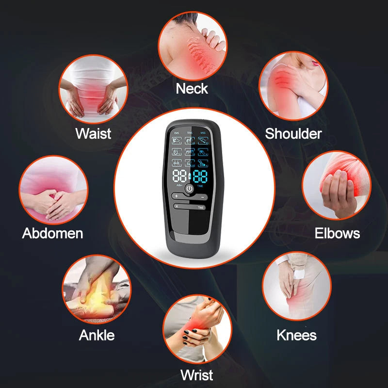 Electric TENS & EMS Muscle Stimulator | 6 Massage Modes, 19 Intensity Levels, USB Rechargeable Pain Relief Therapy for Back, Neck, Legs & Arms