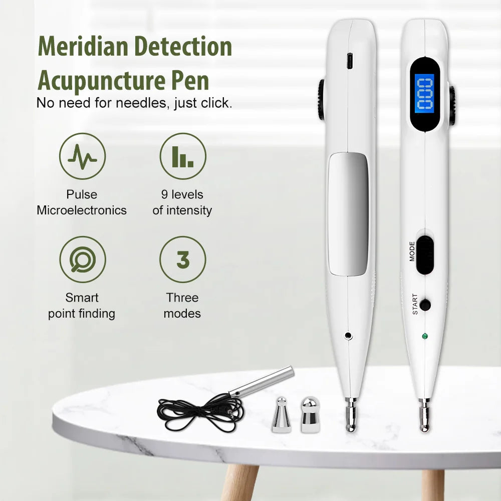 Electronic Acupuncture Pen | Needle-Free Meridian Massage with Pulse Therapy | Auto Acupoint Detection, 9 Intensity Levels, USB Rechargeable