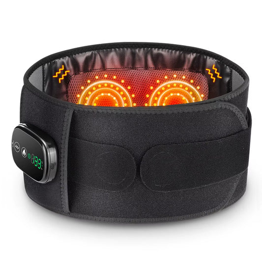 Red Light Therapy Back Belt with Heat & Vibration Massage | Cordless Lumbar Support Brace | 5000mAh Battery, Adjustable Fit 28–47"