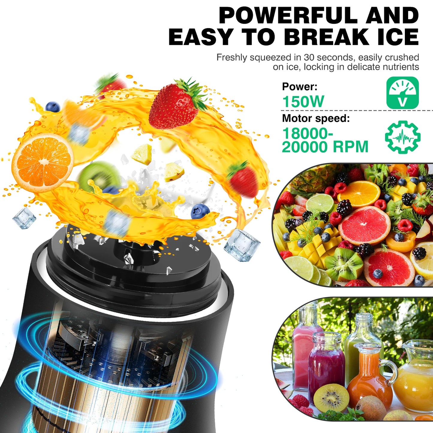 Portable Blender | 6-Blade | 600ML | Rechargeable | USB Type-C | Ice-Crushing Power