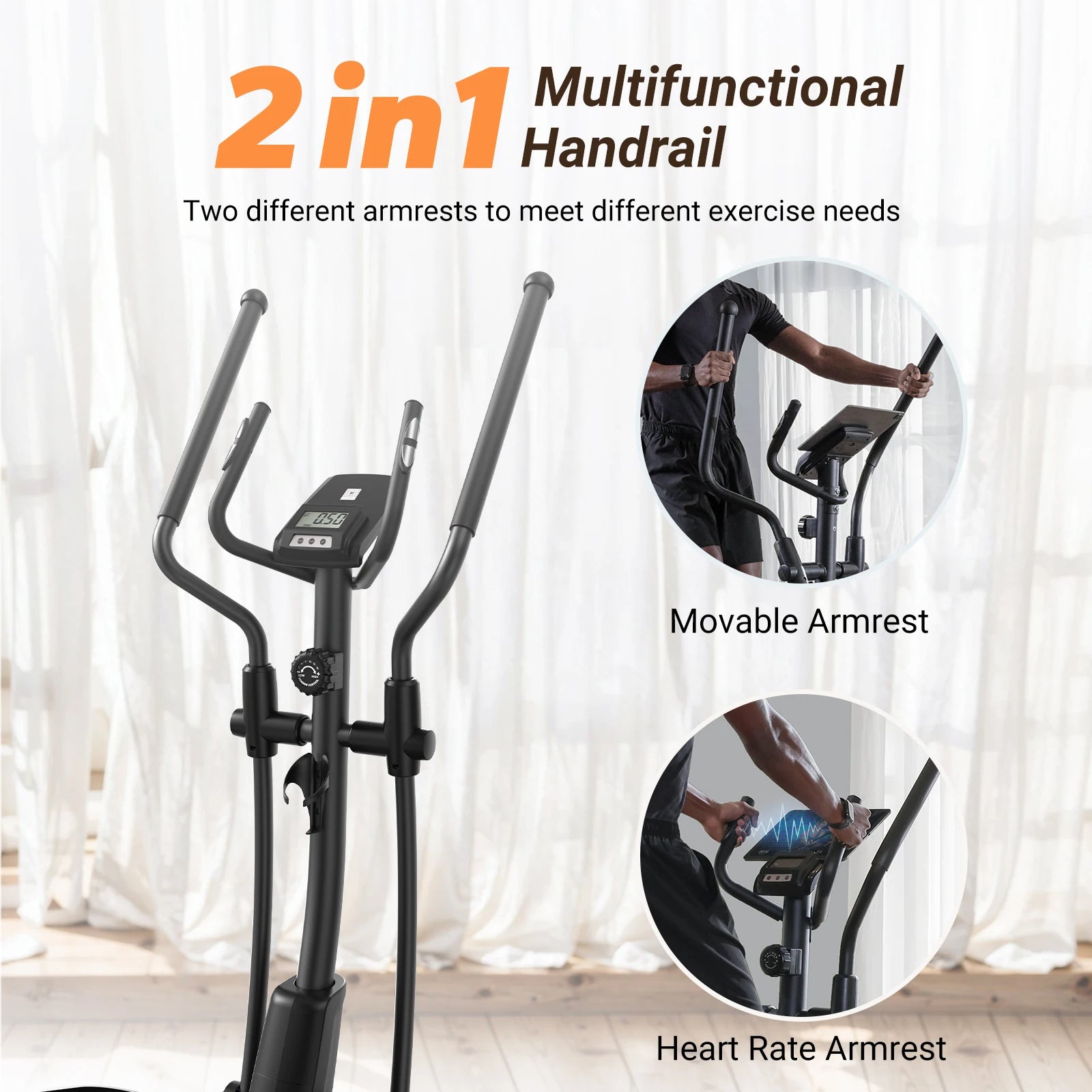 Quiet Elliptical Machine | 15.5″ Stride | 16-Level Resistance | App Sync with MERACH & Kinomap