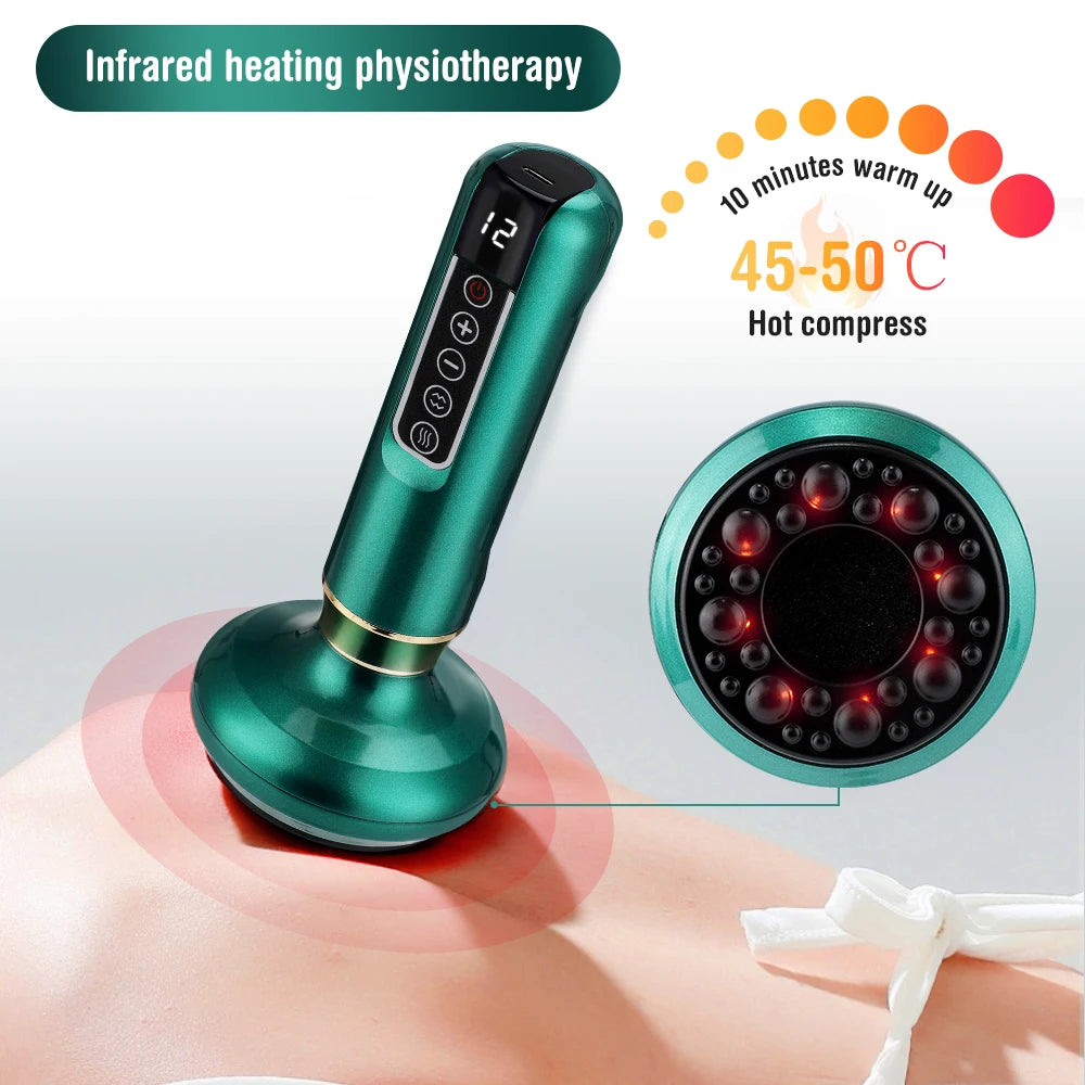 Electric Cupping Device – 12-Level Suction, 113–122 °F Infrared Heat, Massage & Scraping, USB-C Rechargeable, Wireless