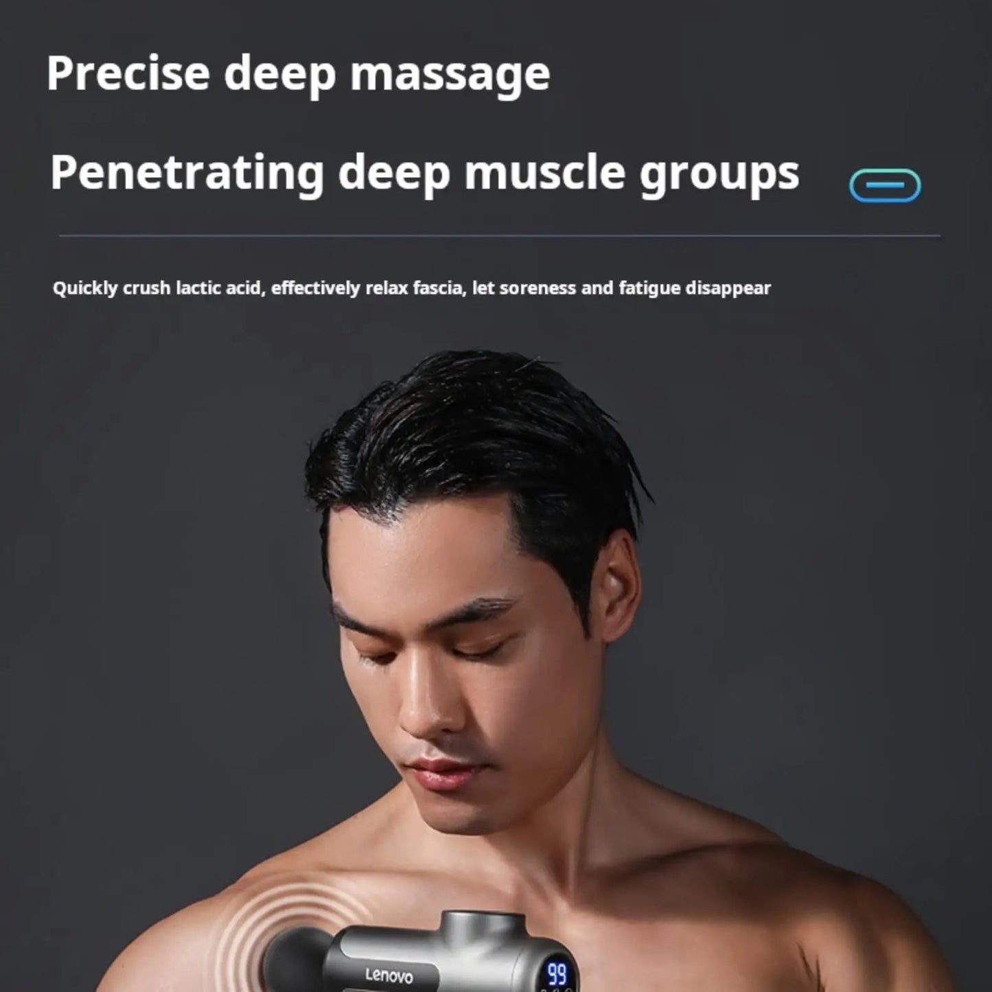 Lenovo Fascia Gun Deeply Relieves Muscle Soreness Fitness and Relaxation Equipment LED Touch Screen 8Massage Head Gifts