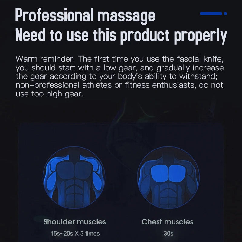 Electric Fascia Massager Hyperblade | Deep Tissue Microcurrent Massager with NMES Vibration, 3 Modes, Rechargeable | Full-Body Pain Relief Tool
