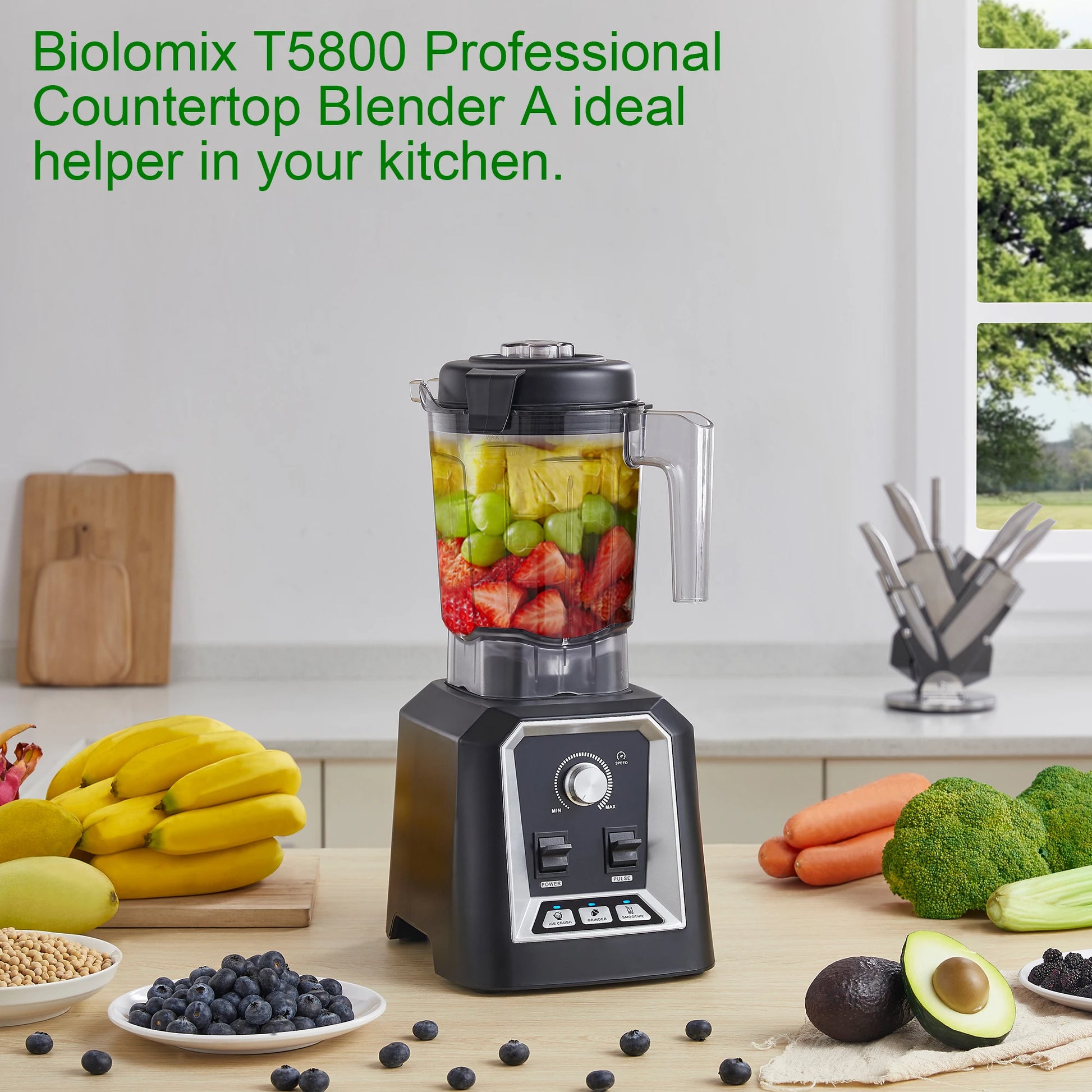 2200W Professional Blender – Low-Profile 2 L BPA-Free Tritan Jar | Kitchen Smoothie & Ice Crusher Food Mixer