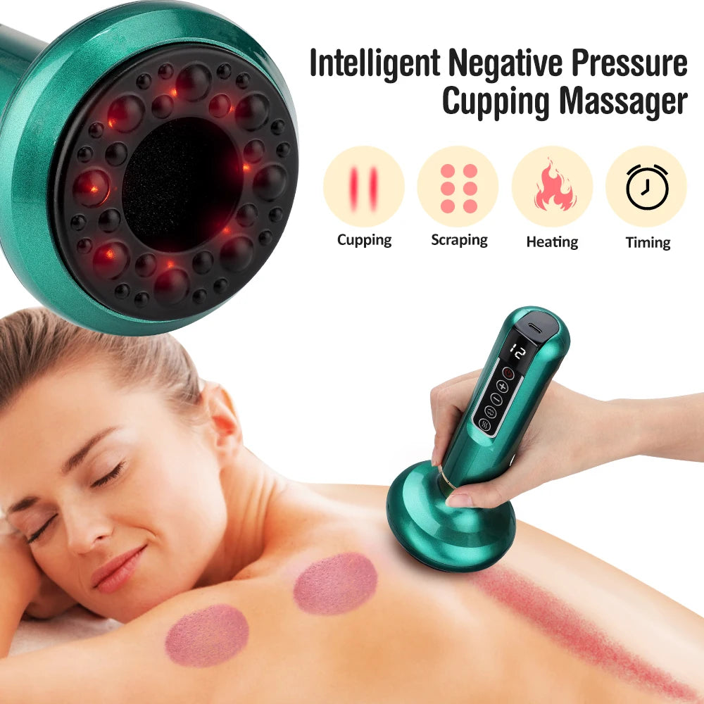 Electric Cupping Device – 12-Level Suction, 113–122 °F Infrared Heat, Massage & Scraping, USB-C Rechargeable, Wireless
