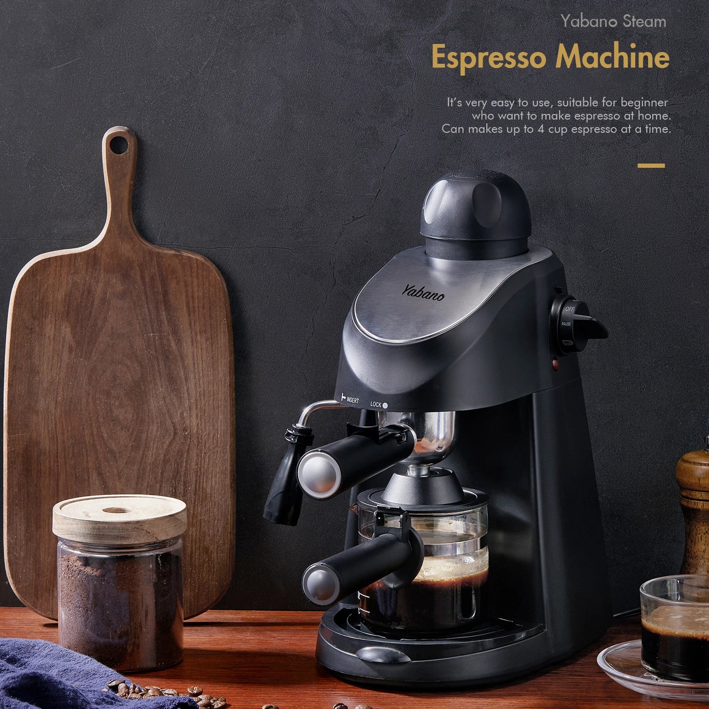 Compact Steam Espresso Machine 3.5 Bar | 4 Cup Coffee Maker with Milk Frother | Home Cappuccino & Latte Brewer