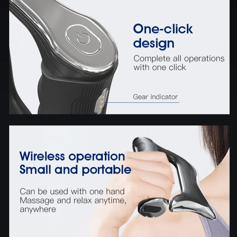 Electric Fascia Massager Hyperblade | Deep Tissue Microcurrent Massager with NMES Vibration, 3 Modes, Rechargeable | Full-Body Pain Relief Tool