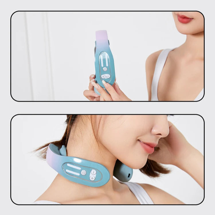 Wireless EMS Neck Massager with Heat | 12 Strength Levels, U-Shaped Design, Rechargeable | Portable Pain Relief for Neck & Shoulder Tension