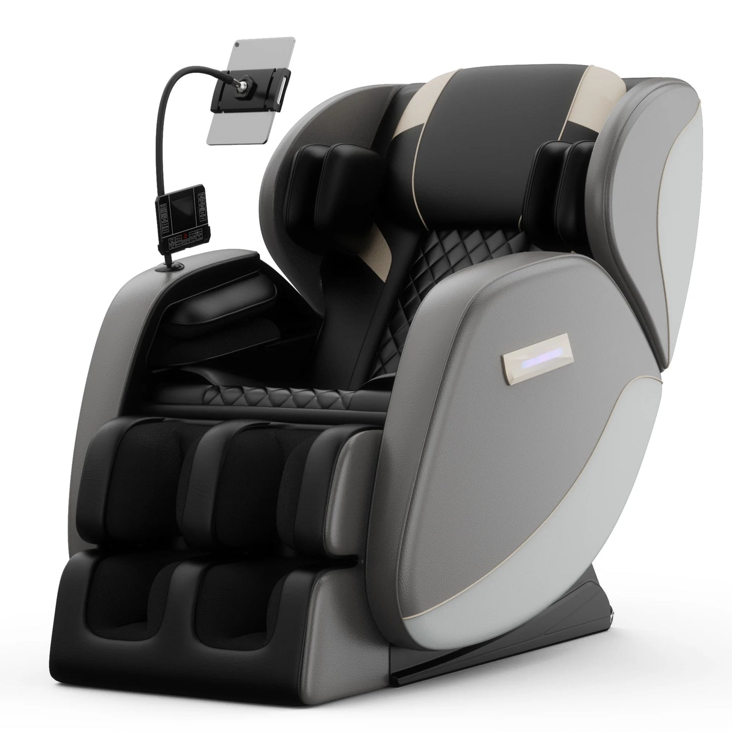 Zero Gravity Full Body Massage Chair | Airbag Compression, Heating, Foot Rollers, Bluetooth Music & Touchscreen Control | Supports up to 180 lbs Gray