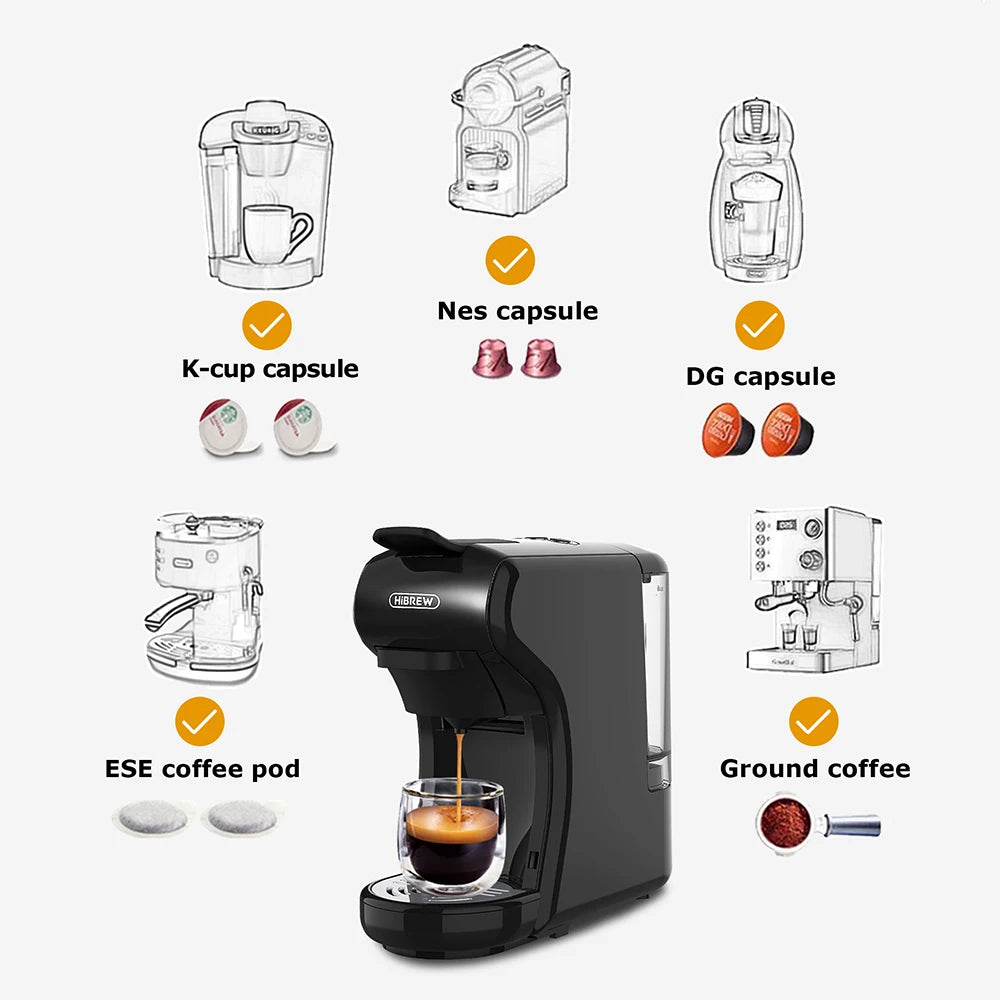 4-in-1 Capsule Coffee Maker Compatible with Nespresso®, Dolce Gusto®, K-Cup® & Ground | 19-Bar Pump, Hot & Cold Brew