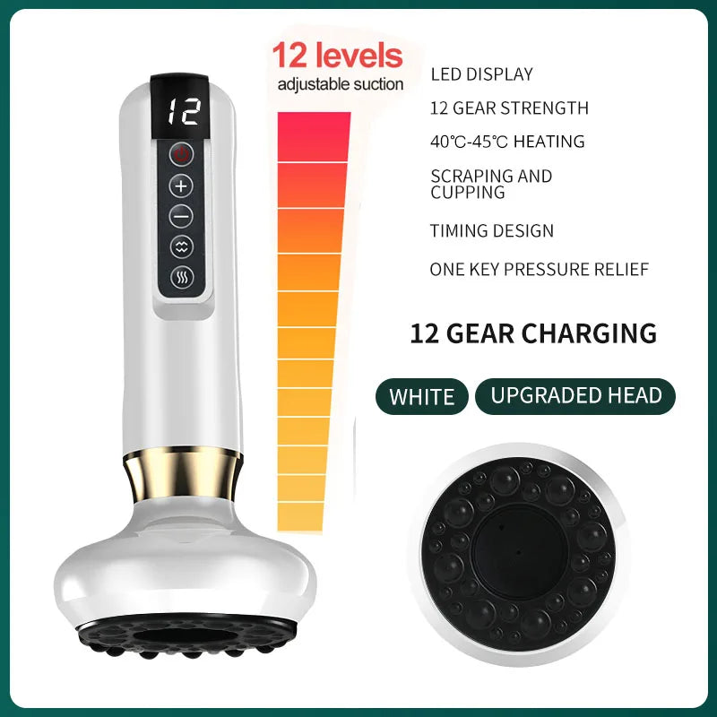 Electric Cupping Device – 12-Level Suction, 113–122 °F Infrared Heat, Massage & Scraping, USB-C Rechargeable, Wireless