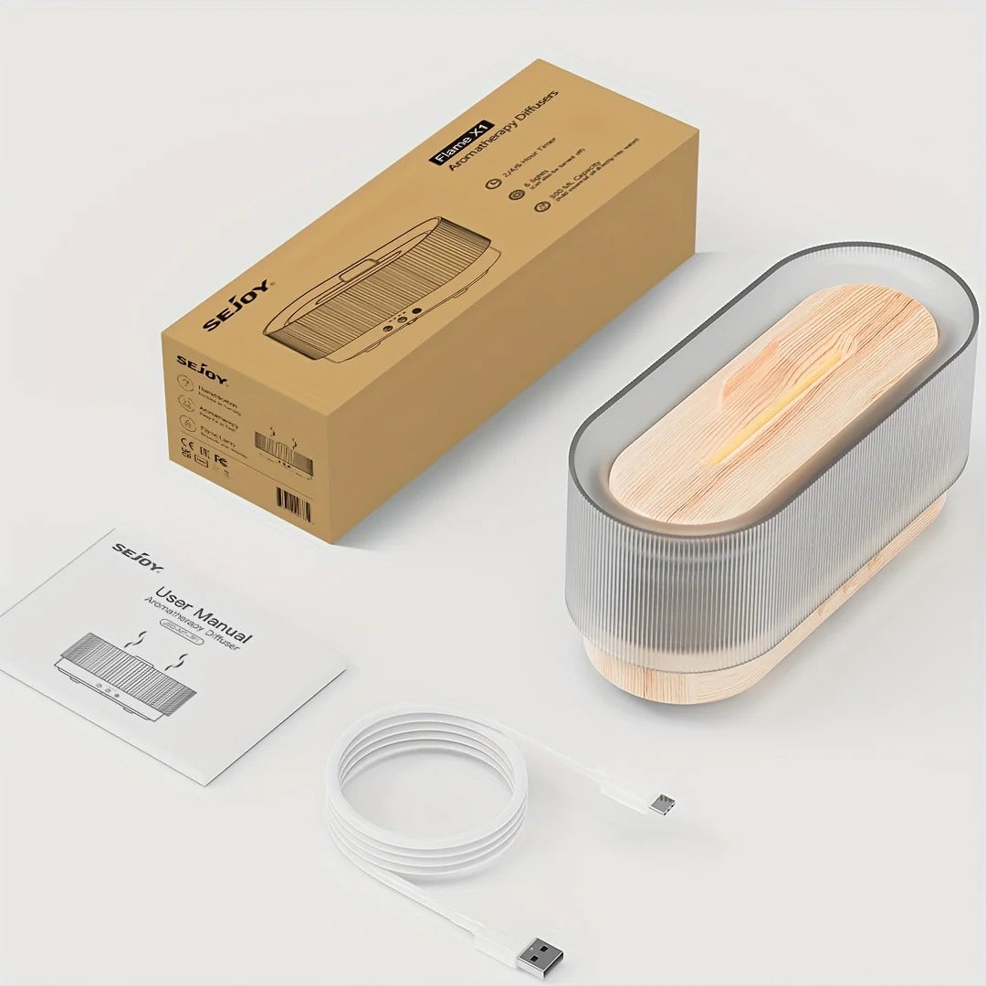 Flame Effect Essential Oil Diffuser | 300ML Aroma Humidifier with LED Firelight & Auto Shut-Off | Quiet, Portable by vitaAsana