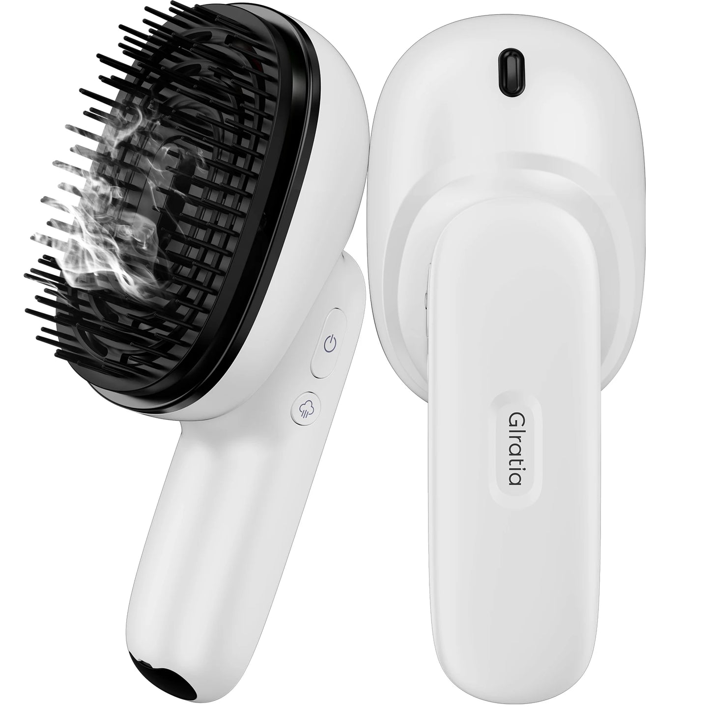 Electric Scalp Massager Brush | Essential Oil Atomizer, Vibration Head Massager, Cordless & Rechargeable, Anti-Frizz Hair Care White