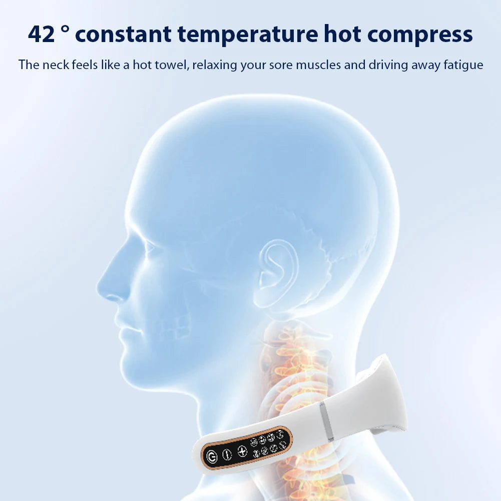 Cervical Neck Massager with Heat | 15 Intensity Levels, 6 Modes, USB Rechargeable | Pulse Therapy for Neck Pain Relief at Home or Office