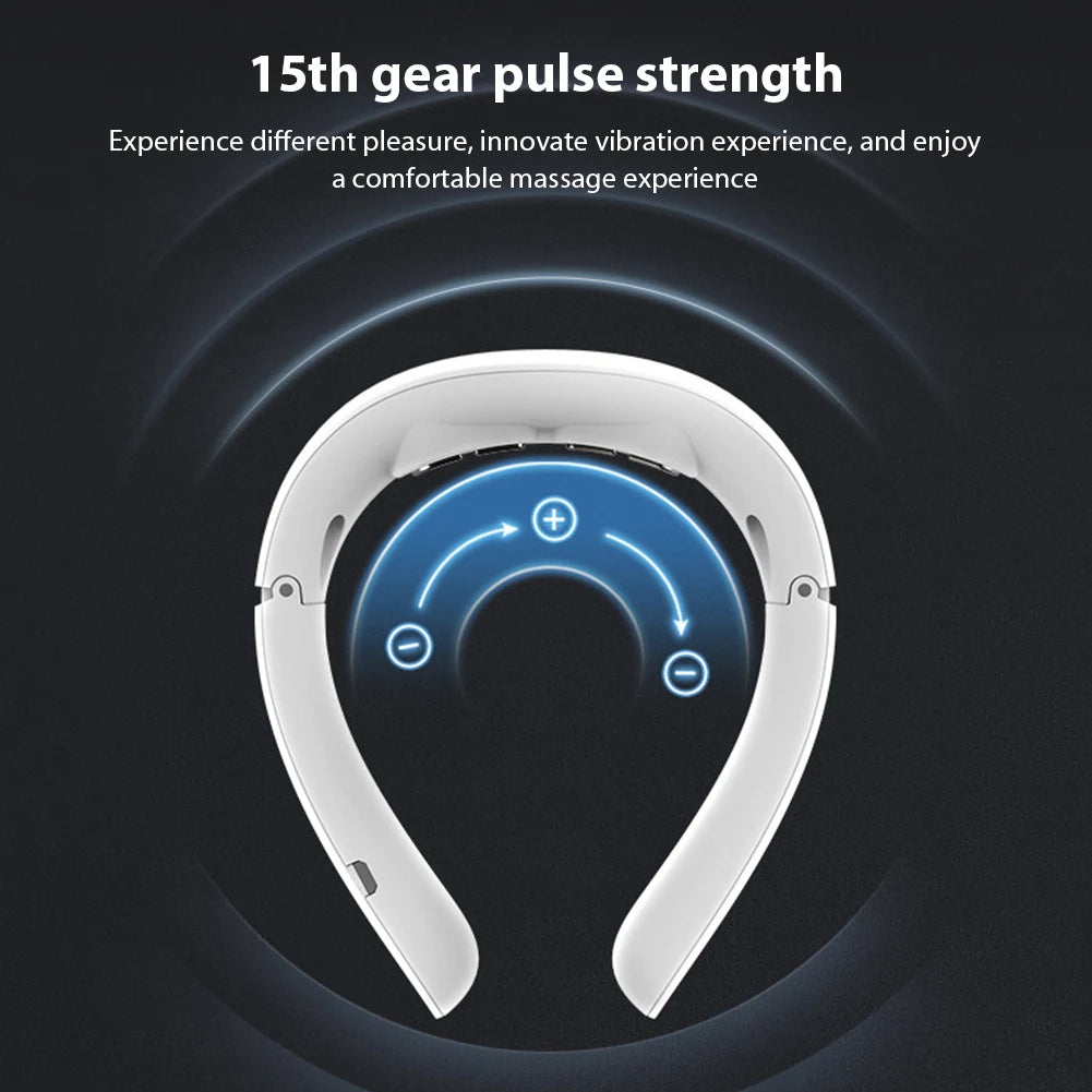 Cervical Neck Massager with Heat | 15 Intensity Levels, 6 Modes, USB Rechargeable | Pulse Therapy for Neck Pain Relief at Home or Office