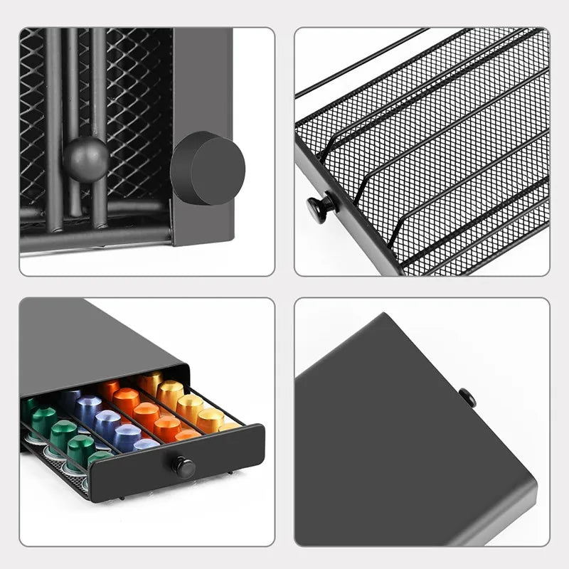 40 Nespresso Pods Coffee Drawer Holder | Capsule Storage Rack Organizer for Home & Kitchen Countertop