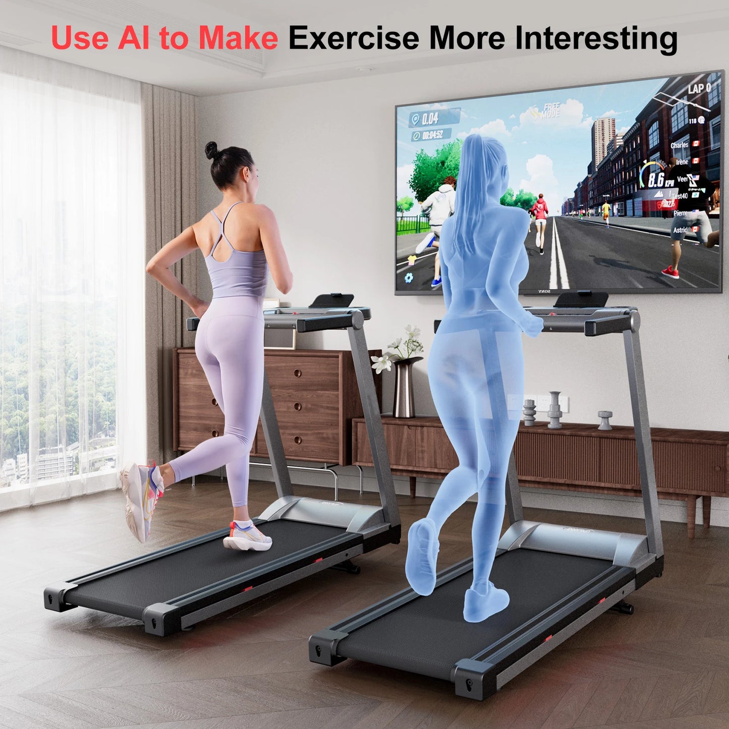 3.5HP Foldable Incline Treadmill Walking Pad | 350 lbs Capacity, Quiet Motor, Smart App AI Training & Compact Home Running Machine